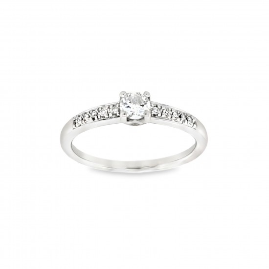 Pre Owned 18ct White Gold Diamond Solitaire Ring ZA821